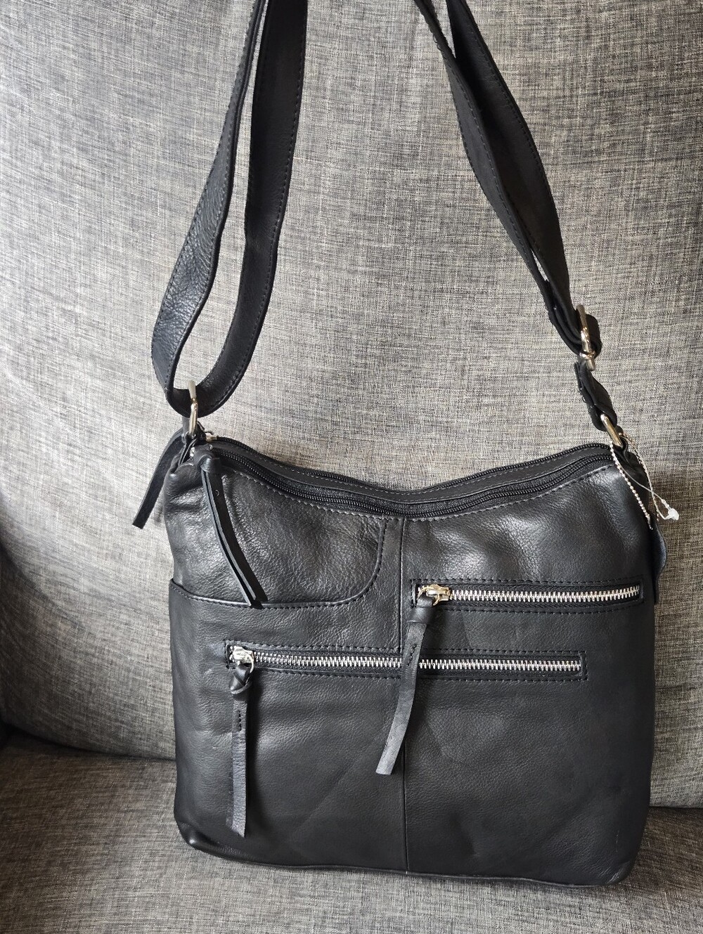 Great American Leather Works Black Shoulder Crossbody Bag * Genuine Leather